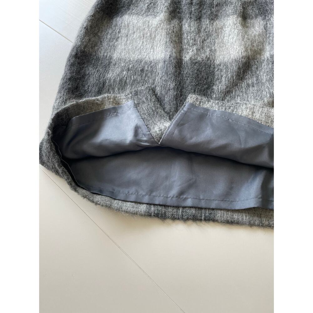 Talbots Skirt Wool Alpaca Blend Fuzzy Gray Plaid Pencil Sz 8 Preppy Academia - Picture 4 of 7